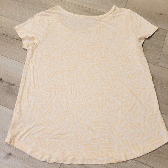 Luxe Gap Leaf Leaves Print Peach Short Sleeve Shirt Top Size Medium - Picture 4 of 4
